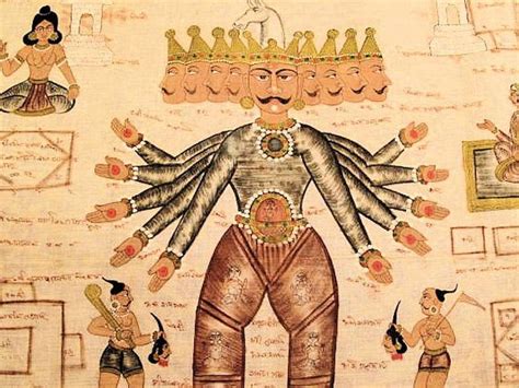 Hindu Painting Of Mythological Demon Ravana Wall Tapestry