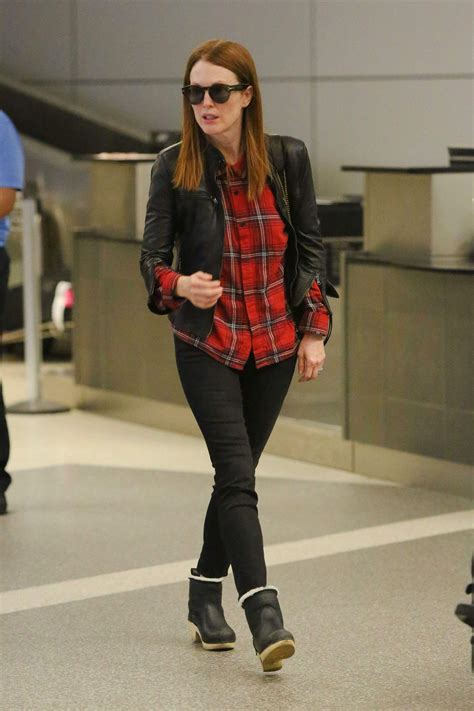 Julianne Moore Leather Jacket Dress Ankle Boots Dress Red Checked Shirt