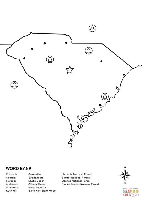 South Carolina Map Worksheet Coloring Page Free Printable Coloring Pages