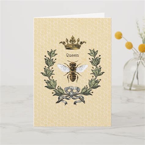 Vintage Queen Bee And Crown Card Happy Birthday Cards
