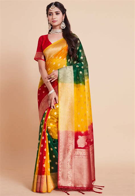 Woven Art Silk Jacquard Saree In Multicolor Spf3701