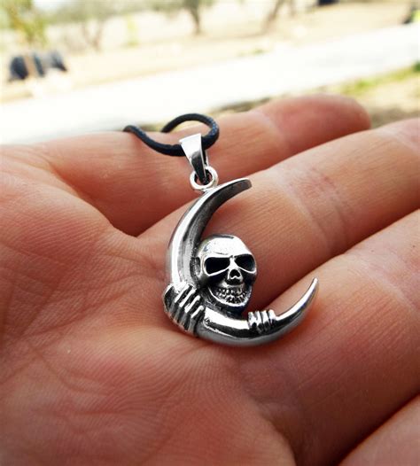 Sterling Silver Moon Skull Pendant