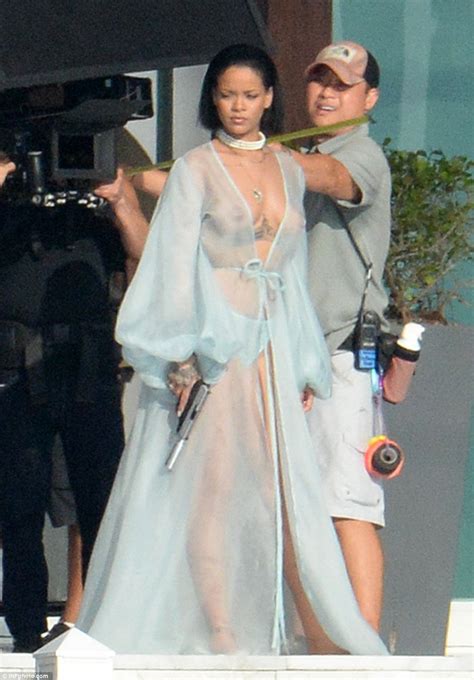 Braless Rihanna Wears A Thong Filming For Her New Music Video For Anti Album Daily Mail Online