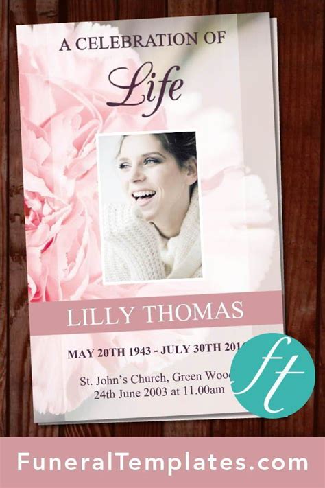 4 Page Pink Carnations Funeral Program Template Funeral Program