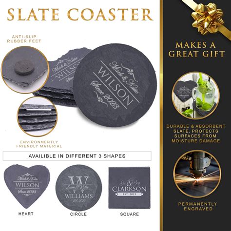 Slate Coasters Drink Coasters Stone Coasters Custom Etsy