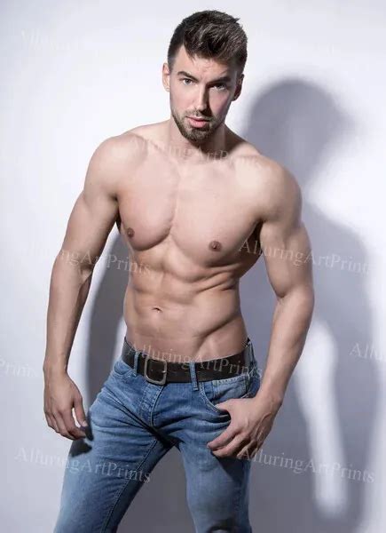 Male Model Print Slender Handsome Beefcake Shirtless Hunk Hot Man S313