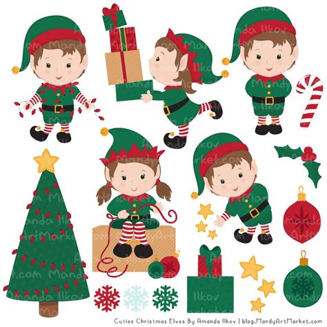 cute christmas elves and christmas patterns elf clipart elf etsy