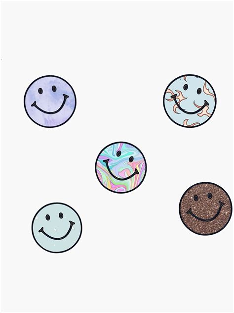 Smiley Face Sticker Pack Sticker For Sale By Kiwianncreates Redbubble
