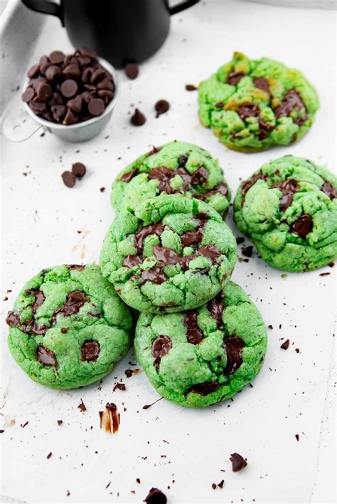 Green Mint Chocolate Chip Cookies Oh Sweet Basil
