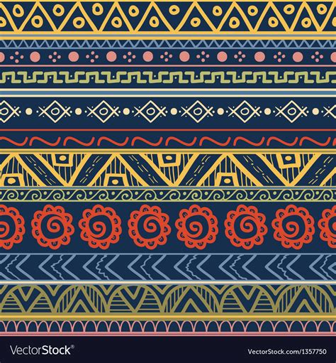 Tribal Striped Hand Drawn Seamless Pattern Vector Image