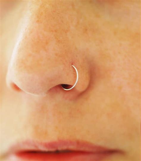 Small Gold Nose Hoop 22 Gauge Gold Nose Ring 14k Gold Nose Etsy