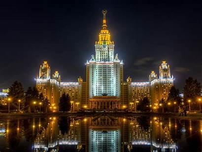 Moscow Russia Night University State Lomonosov Street