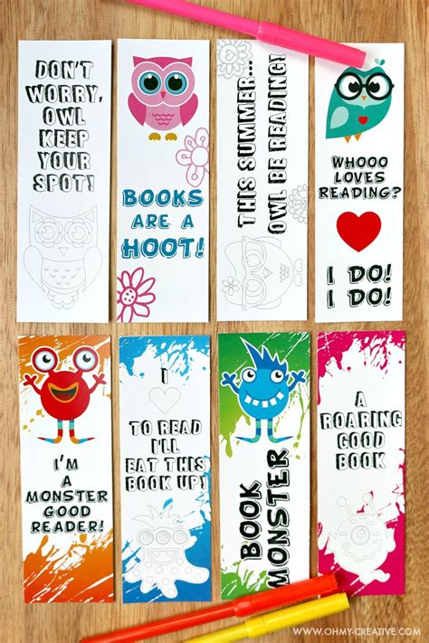 Download Printable Bookmark Coloring Pages for Kids - Oh My Creative