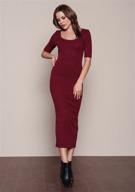 Junior Clothing Wine Ribbed Knit Scoop Maxi Dress Loveculture Com