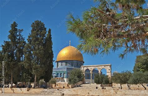 Islamic Shrines Al Aqsa Mosque And The Dome Of The Rock Mosque Are