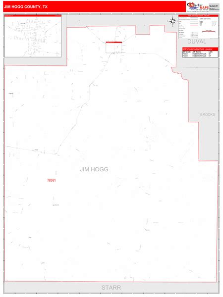 Jim Hogg County Tx Zip Code Wall Map Red Line Style By Marketmaps