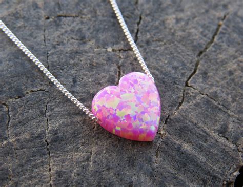 Opal Necklace Heart Necklace Gold Necklace Opal Heart Etsy