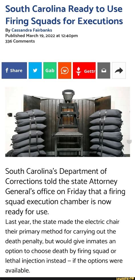 South Carolina Ready To Use Firing Squads For Executions By Cassandra
