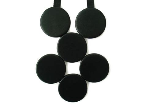 Black Leather Disc Necklace Statement Necklace Leather Etsy