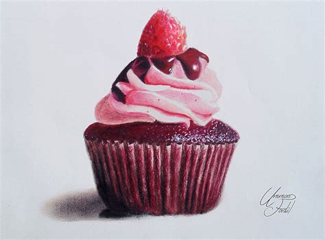 Chocolate Cupcake With Raspberry Colored Pencils Colored Pencils