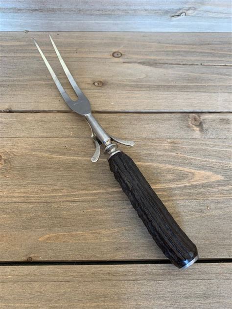 Meat Fork With Resin Bakelite Faux Wood Handle And Stand Etsy In 2021