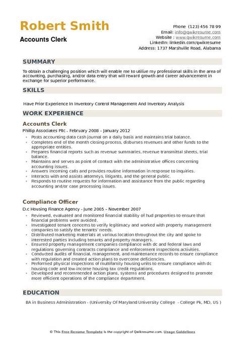 Accounts receivable clerk resume summary : Accounting Clerk Resume | | Mt Home Arts