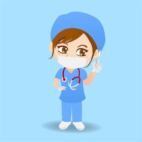 A Cartoon Nurse Wearing A Mask And Holding A Stethoscope In Her Hand