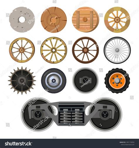 Evolution Wheel Set Vector Images Ancient Stock Vector Royalty Free