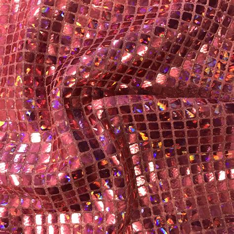 Pink Hologram 8mm Square Sequins Fabric For Sewing Costumes Etsy