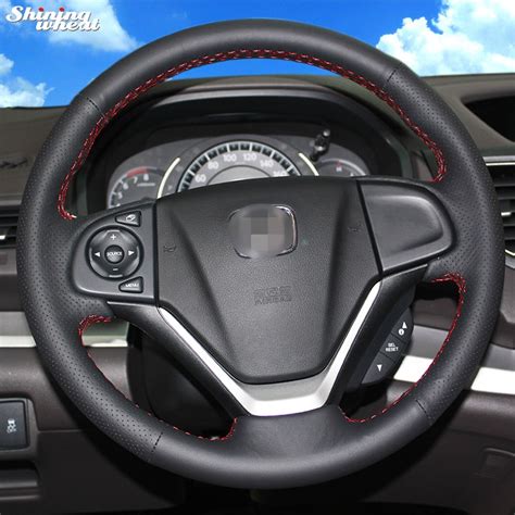 Shining Wheat Hand Stitched Black Leather Steering Wheel Cover For