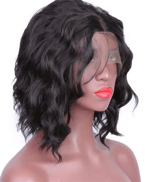 Wavy Bob Hair Cut Synthetic Lace Front Wig Natural Hairtyle Shoulder Length Lace Wig Heat