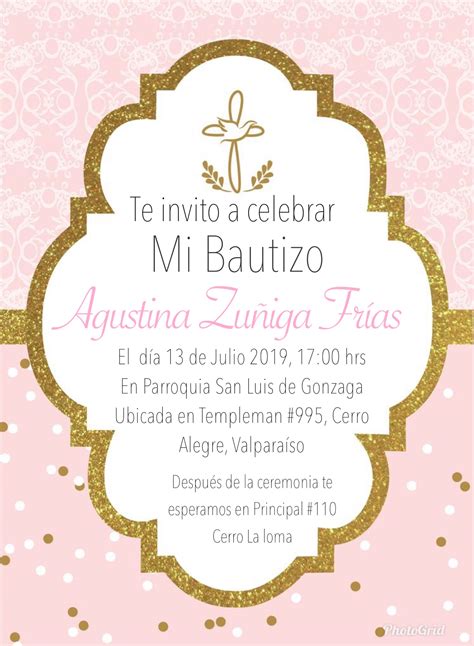 Invitación Bautizo Niña Invitacion Bautizo Niña Oraciones De Bautizo