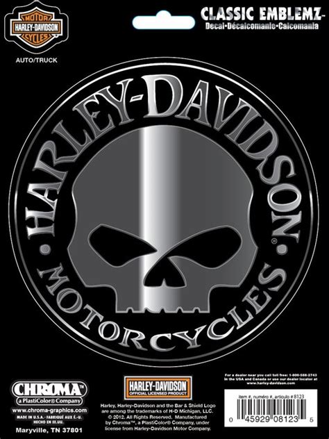 Harley Davidson Chroma Willie G Skull Classic Emblem Decal 836313