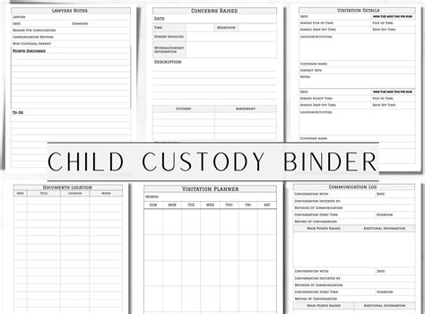Child Custody Binder Custody Planner Coparenting Calendar Etsy
