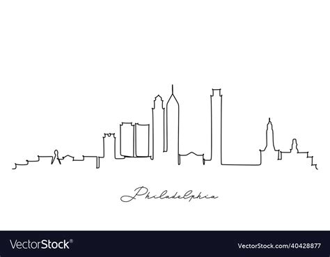Single Line Drawing Of Philadelphia Usa Skyline Vector Image