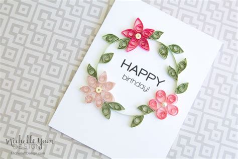 Handcrafted Birthday Card With Quilled Flower Wreath Etsy Israel