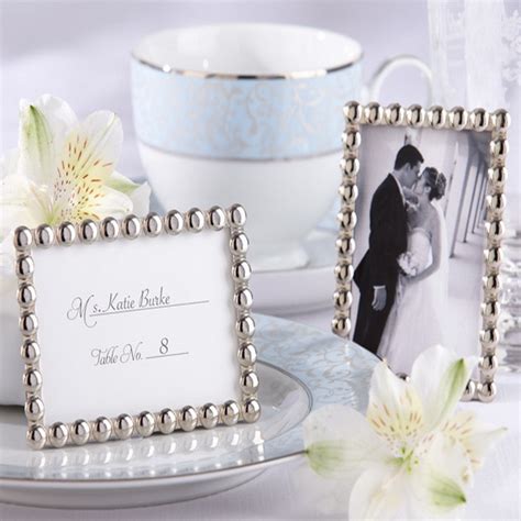 100pcs Lot Silver Metal Pearls Mini Picture Frame Wedding Favor Place Card Holder Bridal