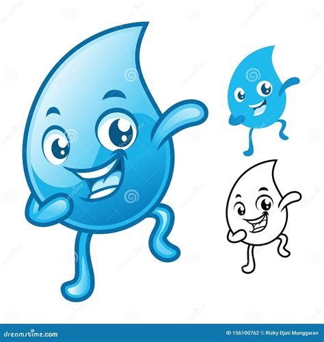 Happy Water Drop Cartoon Character Design Stock Vector Illustration