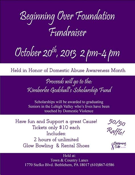 Fundraiser For Beginning Over Foundation In Honor Of Domestic Violence