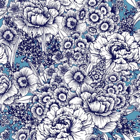 Hand Drawn Floral Pattern — Stock Vector © Zeninaasya 88721844
