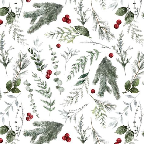 Christmas Berries Greenery Fabric Pine Winter Snow Botanical Floral Cotton Knit Minky