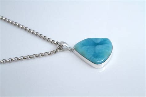 Larimar Pendant Striking Blue Stone Authentic Dominican