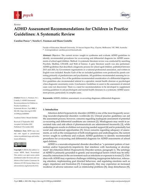 Pdf Adhd Assessment Recommendations For Children In Practice