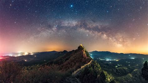 Wallpaper Stars Nature Mountains The Great Wall Of China