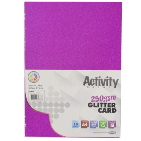 A4 Glitter Card Pink 250gsm Pack Of 10 Paper Things