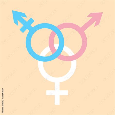 vector icon of trans gender symbol combining gender symbols in colors of trans gender flag stock