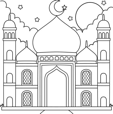 Gambar Mewarnai Masjid Dengan Menara Kembar Bustanulathfalschid