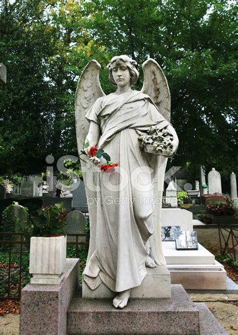 Angel Statue Pere Lachase Cemetery Paris France Stock Photo