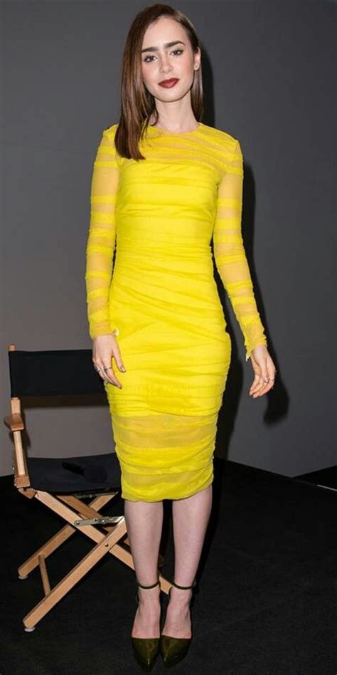 Yellow Yellow Dress Fashion Lily Collins