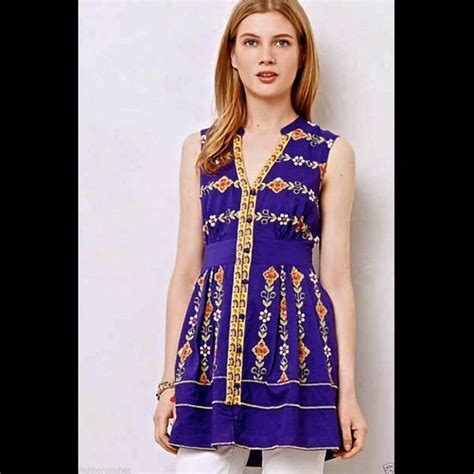 Anthropologie Purple Embroidered And Dress 10 Embroidered Dress